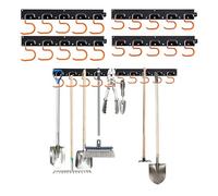 Relaxdays Wall-mounted Garden Tool Holder with 20 Hooks, 4 Rails, 43x5x2 cm, Black/Orange