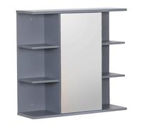 Relaxdays wall-mounted mirror cabinet, 6 shelves, 2 compartments, HxWxD: 64 x 62 x 21 cm, bathroom storage, white