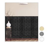 Relaxdays Wall Panels Self-Adhesive, Decorative Stone Look, 3D Panel, Soft PE Foam, Set of 10, 78 x 70 cm, Black