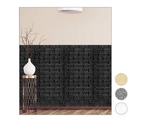 Relaxdays Wall Panels Self-Adhesive, Decorative Stone Look, 3D Panel, Soft PE Foam, Set of 10, 78 x 70 cm, Black