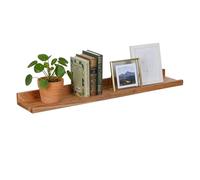 Relaxdays wall shelf, HxWxD: 5 x 100 x 15 cm, walnut, floating shelf for picture frames & decor, picture ledge, natural