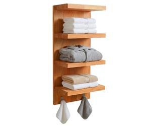 Relaxdays Wall Shelf, HxWxD: 60 x 28 x 16 cm, walnut, natural