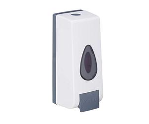 Relaxdays Wall Soap Dispenser, 4x Set, Refillable, 350 ml, Wall Mount, Manual, Liquid, HxWxD: 20 x 7.5 x 7.5 cm, White