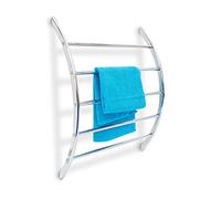 Relaxdays Wall Towel Holder Chromed Steel with 5 Rails 70 x 56.5 x 15.5 cm, Bathroom Rack for Bath & Swimwear Modern Metallic Look- Silver, 70 x 56.5 x 15.5 cm