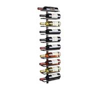 Relaxdays Wall Wine Rack, Holds 10 Bottles, Metal, 116.5 x 27 x 10 cm, Black