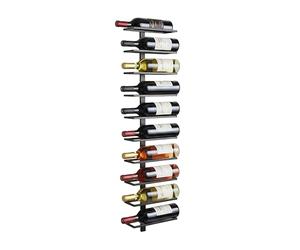 Relaxdays Wall Wine Rack, Holds 10 Bottles, Metal, 116.5 x 27 x 10 cm, Black