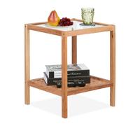 Relaxdays Walnut Coffee Table with Glass Top