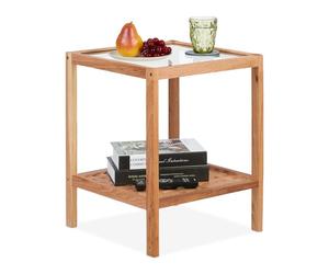 Relaxdays Walnut Coffee Table with Glass Top