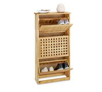 Relaxdays Walnut Shoe Cabinet, Tilting Rack HWD: app. 104.3 x 55 x 20.2 cm, Modern Chest of