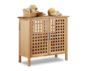 Relaxdays Walnut Under-Sink Cabinet, 61 x 66 x 29 cm, Robust and Water-Resistant, for Sinks or Wash Basins, Wooden, Natural Brown