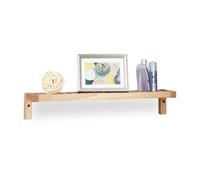 Relaxdays Walnut Wall Rack, Hanging Shelf, Wooden Shelving Unit, for Bathroom, Kitchen, Kid’s Room, HxWxD: 10 x 60 x 12.5 cm, Natural, Wood, 12.5 x 60 x 10 cm