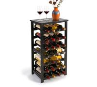 Relaxdays Walnut wine rack, holds 28 bottles