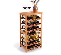 Relaxdays Walnut wine rack, holds 28 bottles