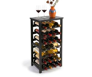 Relaxdays Walnut wine rack, holds 28 bottles
