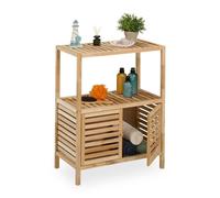Relaxdays Walnut Wood Bathroom Shelf with Door