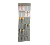 Relaxdays Wardrobe Hanging Storage, 24 Compartments, HWD: 162 x 56 x 5 cm, Mesh & Fabric, Foldable, Shoe Closet, Grey, Cotton