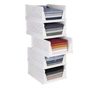Relaxdays Wardrobe Organiser, Set of 5, foldable, stackable, white