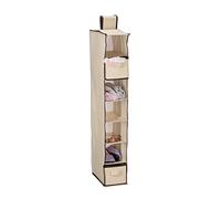 Relaxdays Wardrobe Storage, 7 Open Compartments, 2 Drawers, HxWxD: 106x16.5x31 cm, Hanging Organiser, Beige, Fleece