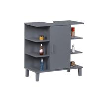 Relaxdays bathroom cabinet with door and 6 shelves, HWD: 65x64x31 cm, MDF, washbasin storage, blue-grey