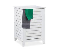 Relaxdays Washing Basket, with Lid, Laundry Hamper, Pine Wood, 86L Volume, Storage, HxWxD: 65.5 x 45 x 45 cm, Natural