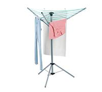 Relaxdays Washing Line, Rotating Clothes Dryer with Stand, 15m Length, Outdoor Laundry Spinner, Height: 140 cm, Silver, Steel, 140 x 124 x 110 cm