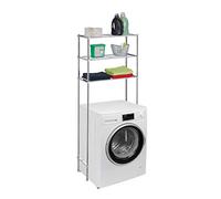 Relaxdays Washing Machine Shelf, Metal, 3 Tiers, Dryer, WC, Bathroom Storage Solution, HWD: 162.5 x 67 x 30 cm, Silver
