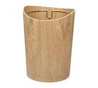 Relaxdays Waste Paper Bin, 9L Capacity, Wood Effect, 30 x 23 cm, Metal Ring for Liner, Office Wastebasket, Light Brown