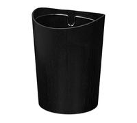 Relaxdays Waste Paper Bin, 9L Capacity, Wood Effect, 30 x 23 cm, Metal Ring for Liner, Round, Office Wastebasket, Black