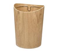 Relaxdays Wastepaper, 9 L Volume, Wood Look, H x D: 30 x 23 cm, Metal Ring for Rubbish Bag, Round bin, Light Brown, 100%