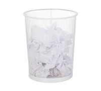 Relaxdays Wastebasket, Wastepaper, Office & Home, Round, Wire Mesh, Paper Bin, Metal, H x D: 35 x 29.5 cm, White, Steel