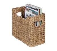 Relaxdays Magazine Rack, HWD: 25 x 34.5 x 15.5 cm, Woven Document Holder, Organiser Basket, Water Hyacinth, Natural, Plant fibre