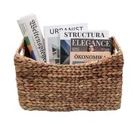 Relaxdays Water Hyacinth Newspaper Rack with Iron Frame, Woven Basket with Handles, 25x43x17 cm, Natural