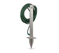 Relaxdays Water Tap, with Ground Spike & Hose Holder, HxWxD: 66 x 30 x 15 cm, Garden, Angular, Stainless Steel, Silver, 91 x 30 x 15 cm