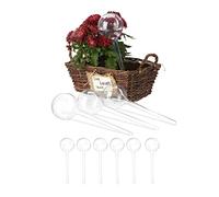 Relaxdays Watering Globes, Set of 10, Plant Irrigation Stakes, for Office & Holiday, Plastic, 250 ml, 28 x 8 cm, Clear, 28 x 8 x 8 cm