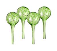 Relaxdays Watering Globes, Set of 4, Glass, Small, HxD: 15 x 9 cm, Balls for Automatic Irrigation on Holiday, Green