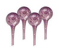 Relaxdays Watering Globes, Set of 4, Glass, Small, HxD: 15 x 9 cm, Balls for Automatic Irrigation on Holiday, Purple