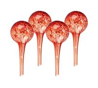 Relaxdays Watering Globes, Set of 4, Glass, Small Size, HxD: 15 x 9 cm, Balls for Automatic Irrigation on Holiday, Red