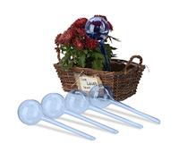 Relaxdays Watering Globes, Set of 5, Plant Irrigation Stakes, for Office & Holiday, Plastic, 250 ml, 28 x 8 cm, Blue, 28 x 8 x 8 cm