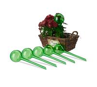 Relaxdays Watering Globes, Set of 6, Plant Irrigation Stakes, for Office & Holiday, Plastic, 250 ml, 28 x 8 cm, 28 x 8 x 8 cm