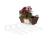 Relaxdays Watering Globes, Set of 6, Plant Irrigation Stakes, for Office & Holiday, Plastic, 250 ml, 28 x 8 cm, 28 x 8 x 8 cm