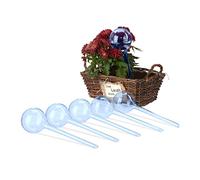 Relaxdays Watering Globes, Set of 6, Plant Irrigation Stakes, for Office & Holiday, Plastic, 250 ml, 28 x 8 cm