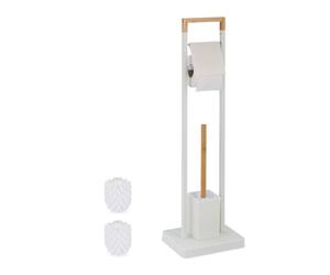 Relaxdays WC Set Bamboo & Stainless Steel