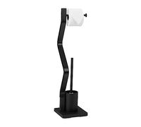 Relaxdays WC Set, Standing Toilet Paper, Brush with Holder, Bathroom Accessory, HWD: 75 x 18.5 x 18.5 cm, Black, Steel