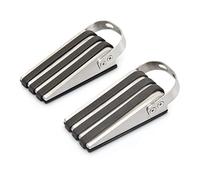 Relaxdays Wedge Doorstop, Set of 2, Stainless Steel, Non-Slip, with Rubber, HWD: 3.7 x 5 x 12.5 cm, Black/Silver, je ca. 12,5 x 5 x 3,7 cm