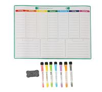 Relaxdays Weekly Magnetic Refrigerator Planner, Wipeable Whiteboard, A3, Includes Markers & Sponge, Colorful, White, 30x