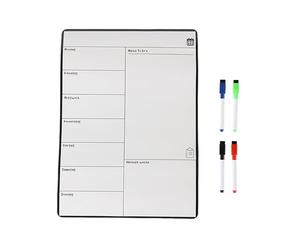 Relaxdays Weekly Meal Planner, Magnetic & Wipeable, Includes 4 Markers, Fridge Whiteboard, 42x30 cm, Black