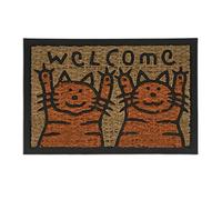 Relaxdays Welcome Cats Cute Kitties Doormat, 40 x 60 cm, Door Mat Inside & Outside, Non-Slip Wiper, Coir/Black, Coco, 60x40cm