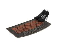 Relaxdays Welcome Doormat, Non-Slip PVC Mat, Indoor & Outdoor Patterned Dirt Catcher, Polyester, 40 x 70 cm, Black/Gold