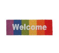 Relaxdays Welcome Rainbow Doormat Coir Rubber, 75x25 cm, Door Mat Inside & Outside, Non-Slip, Multicoloured