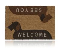 Relaxdays Welcome See You Dogs Doormat Coir, 40 x 60 cm, Door Mat Inside & Outside, Non-Slip Shoe Wiper, Natural Coir